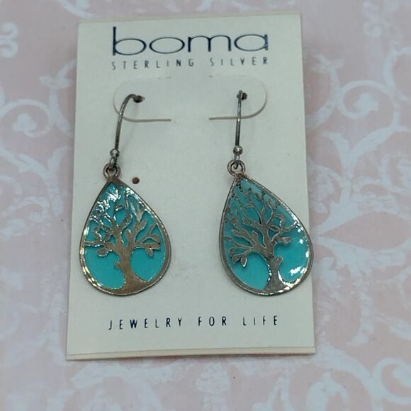 Boma Sterling Silver 925 Tree of Life Dangle Earrings - Picture 2 of 4